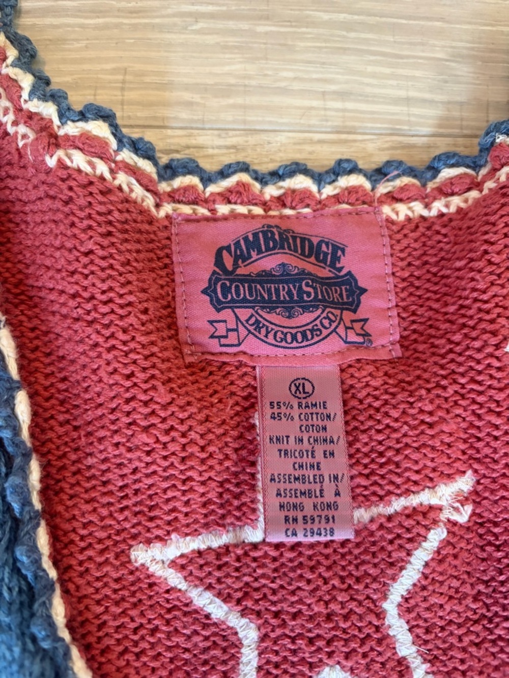 Cambridge Dry Goods Patriotic Star Knit Vest in Blue, Red, Cream, Tan - Picture 2 of 5